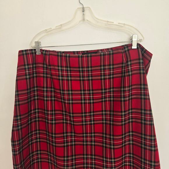 Talbots Woman Red Holiday Tartan Plaid Skirt A Line Festive Women Plus 22W - Picture 4 of 10